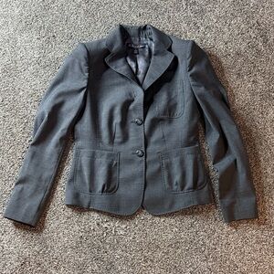 Brooks Brothers Tollegno 1900 Charcoal Gray Blazer Women’s Size 4P Wool Blend